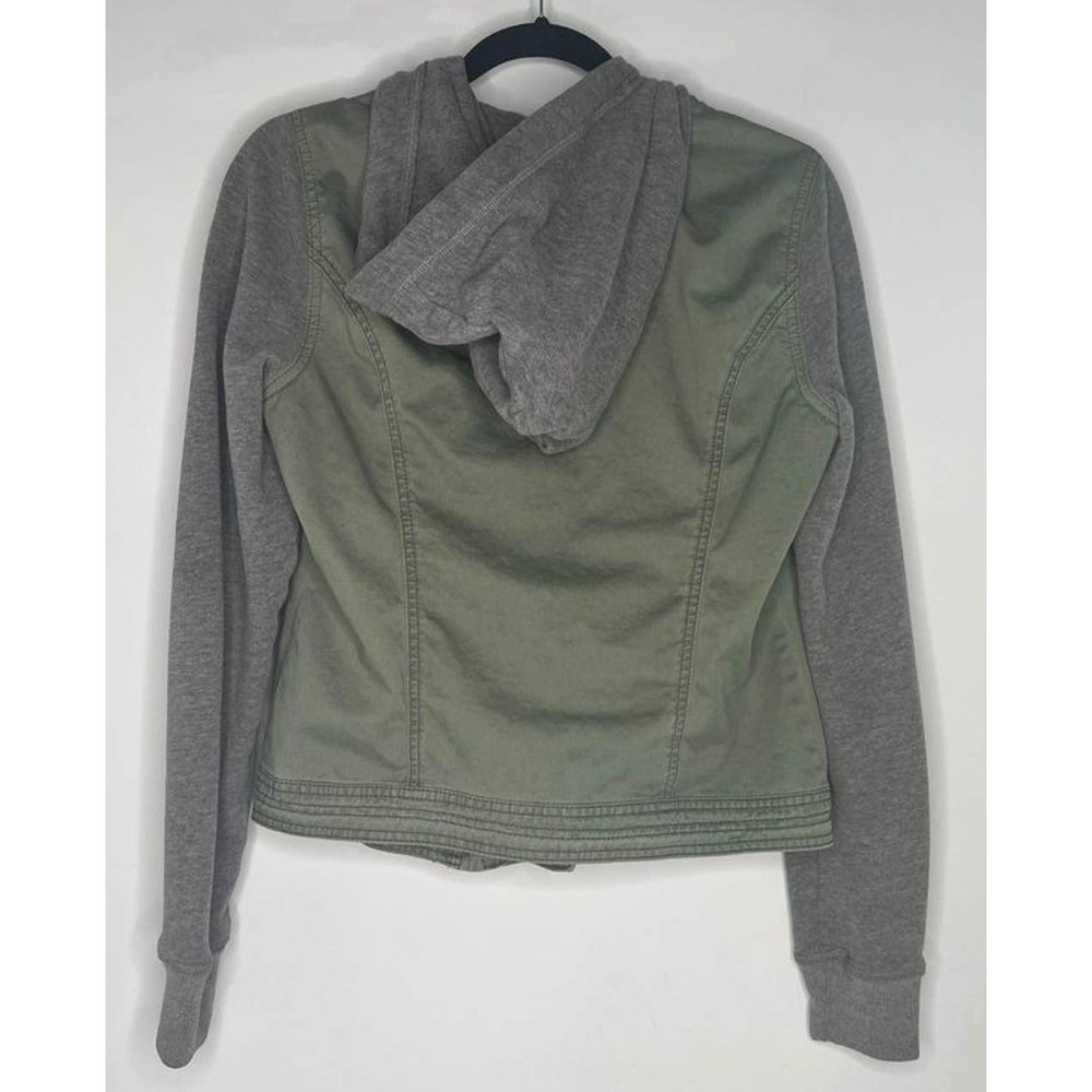 Hollister Full Zip Hooded Jacket Khaki Green Youth Large - Picture 3 of 4